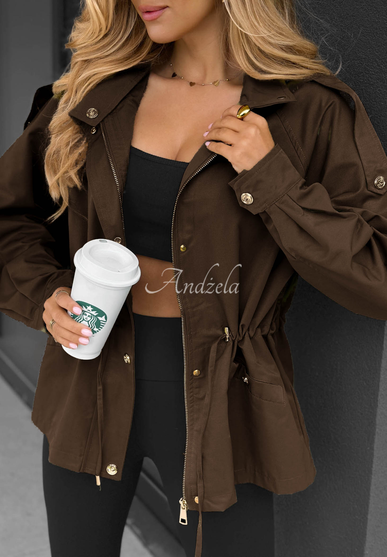 Leichte Parka-Jacke mit Kapuze Street Glow Schokoladenbraun