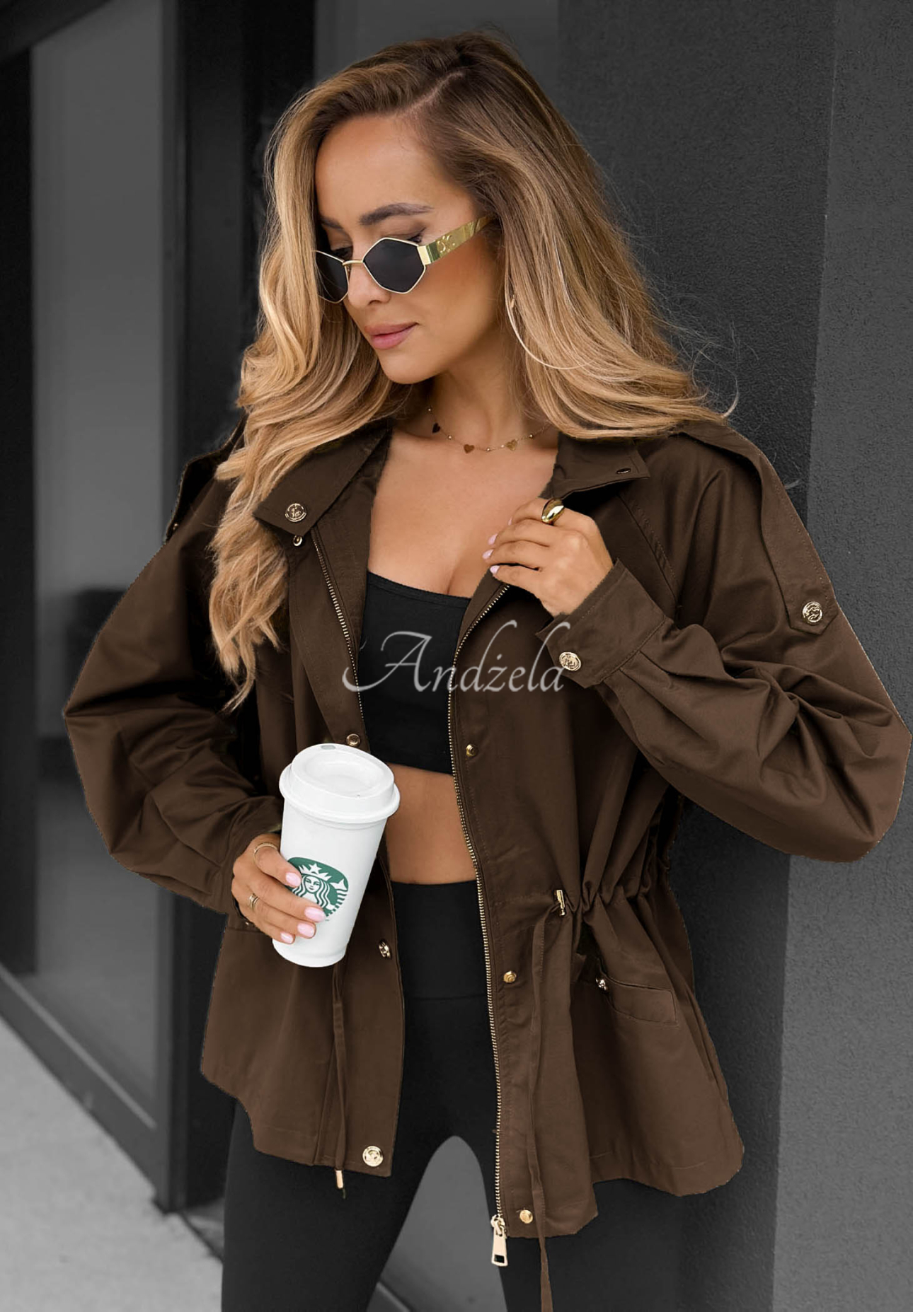 Leichte Parka-Jacke mit Kapuze Street Glow Schokoladenbraun