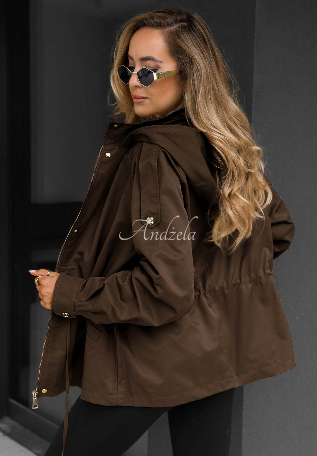 Leichte Parka-Jacke mit Kapuze Street Glow Schokoladenbraun