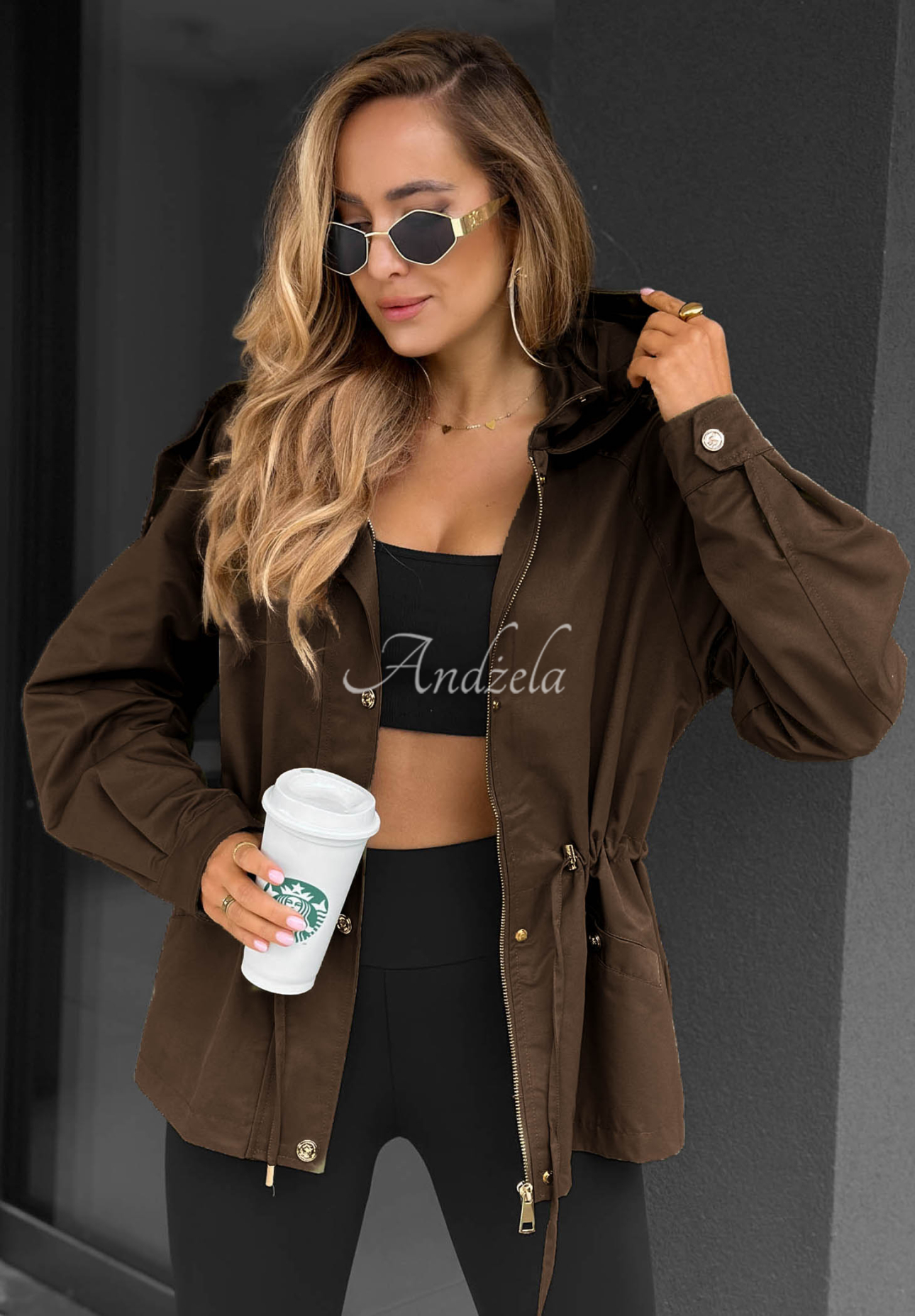 Leichte Parka-Jacke mit Kapuze Street Glow Schokoladenbraun