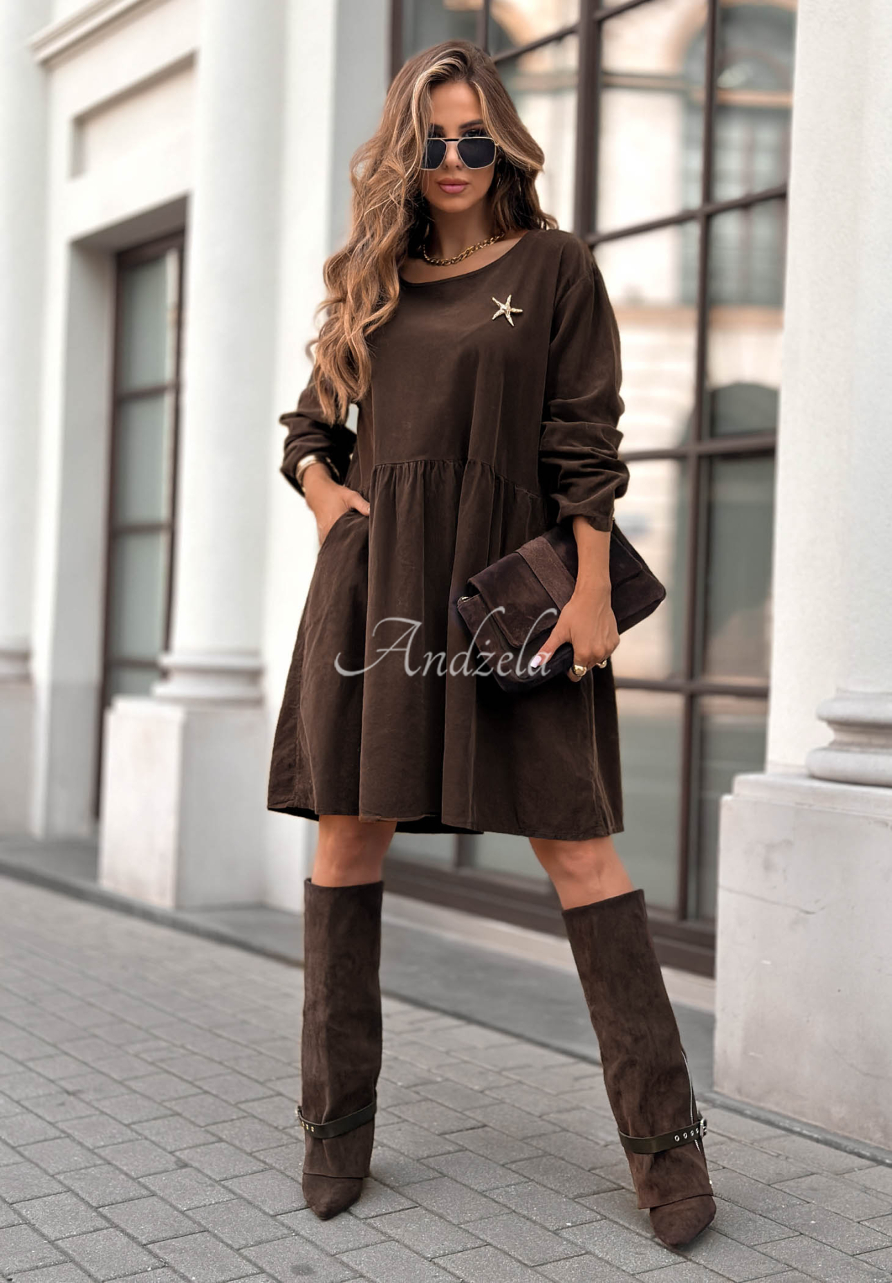 Minikleid aus Cord I Meant That Schokoladenbraun