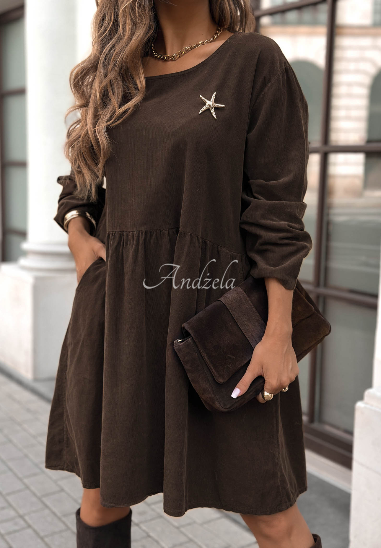 Minikleid aus Cord I Meant That Schokoladenbraun