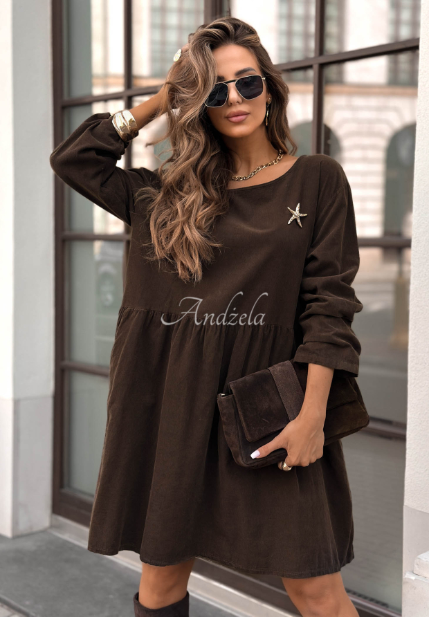 Minikleid aus Cord I Meant That Schokoladenbraun