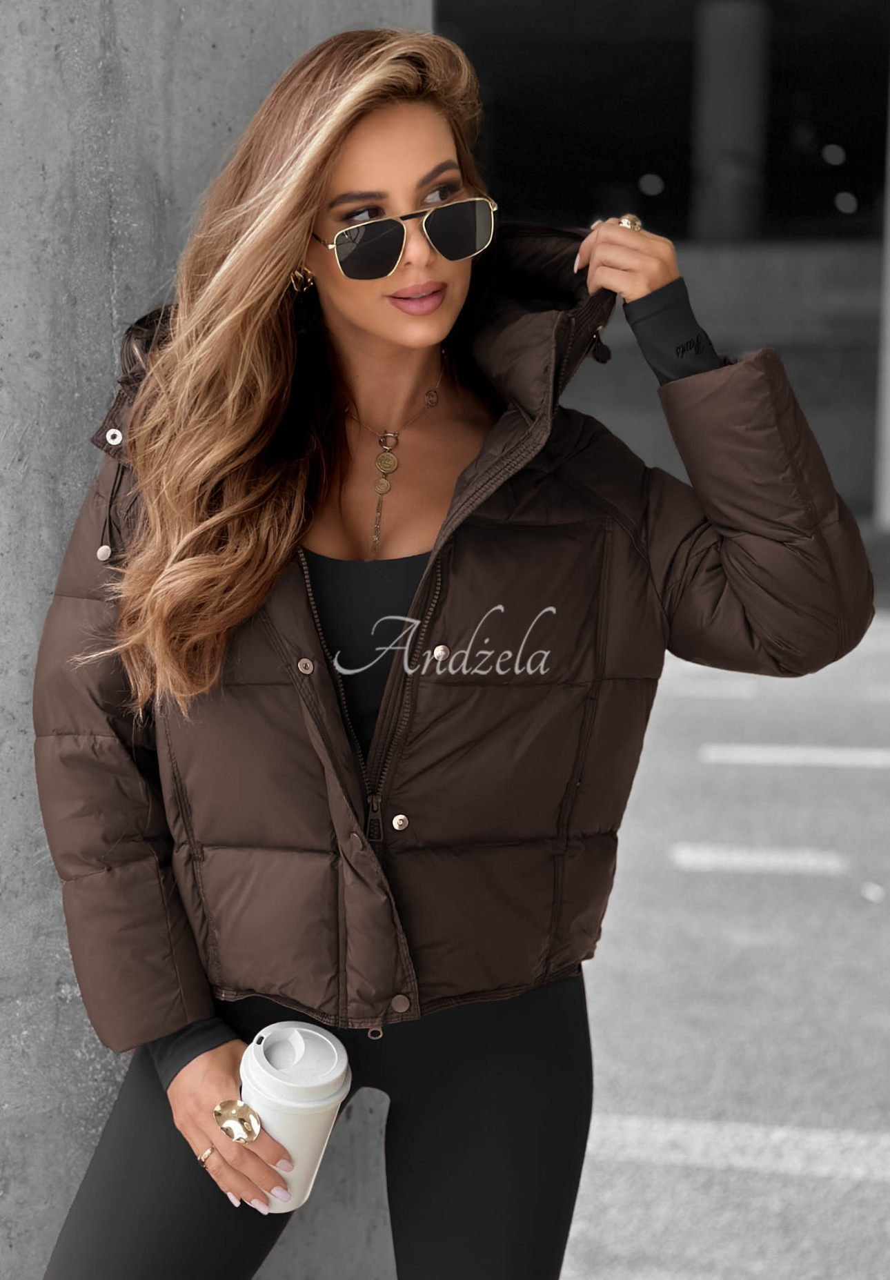 Daunenjacke mit Kapuze Didn’t Ask Schokoladenbraun