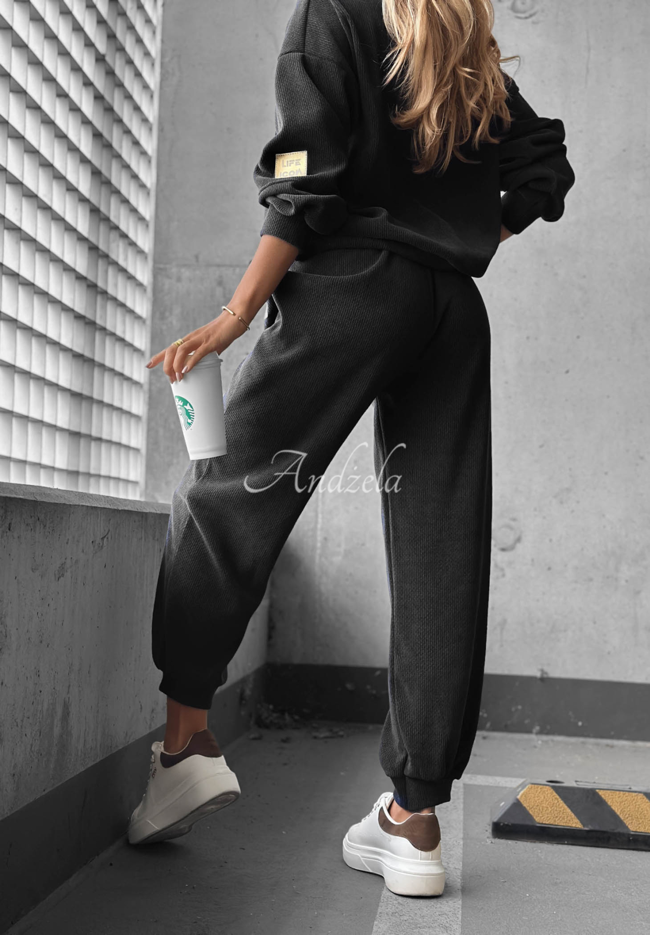 Cord-Trainingsanzug aus Viskose Easy Vibe Schwarz