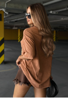 T-Shirt oversize z nadrukiem Rock Soul Camel