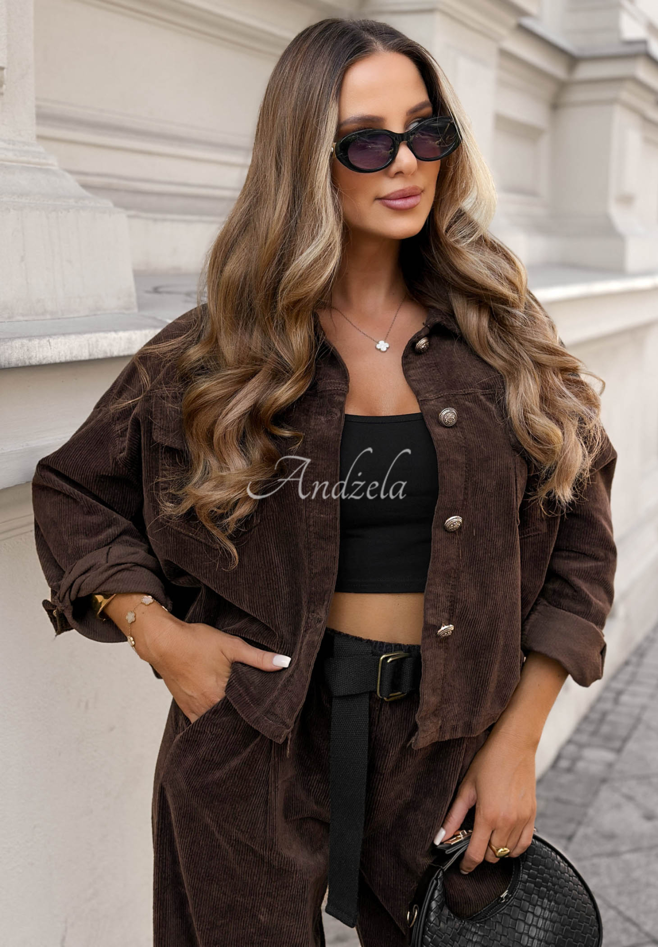 Cord-Set Jacke und Hose aus Baumwolle Just Wonder Schokoladenbraun