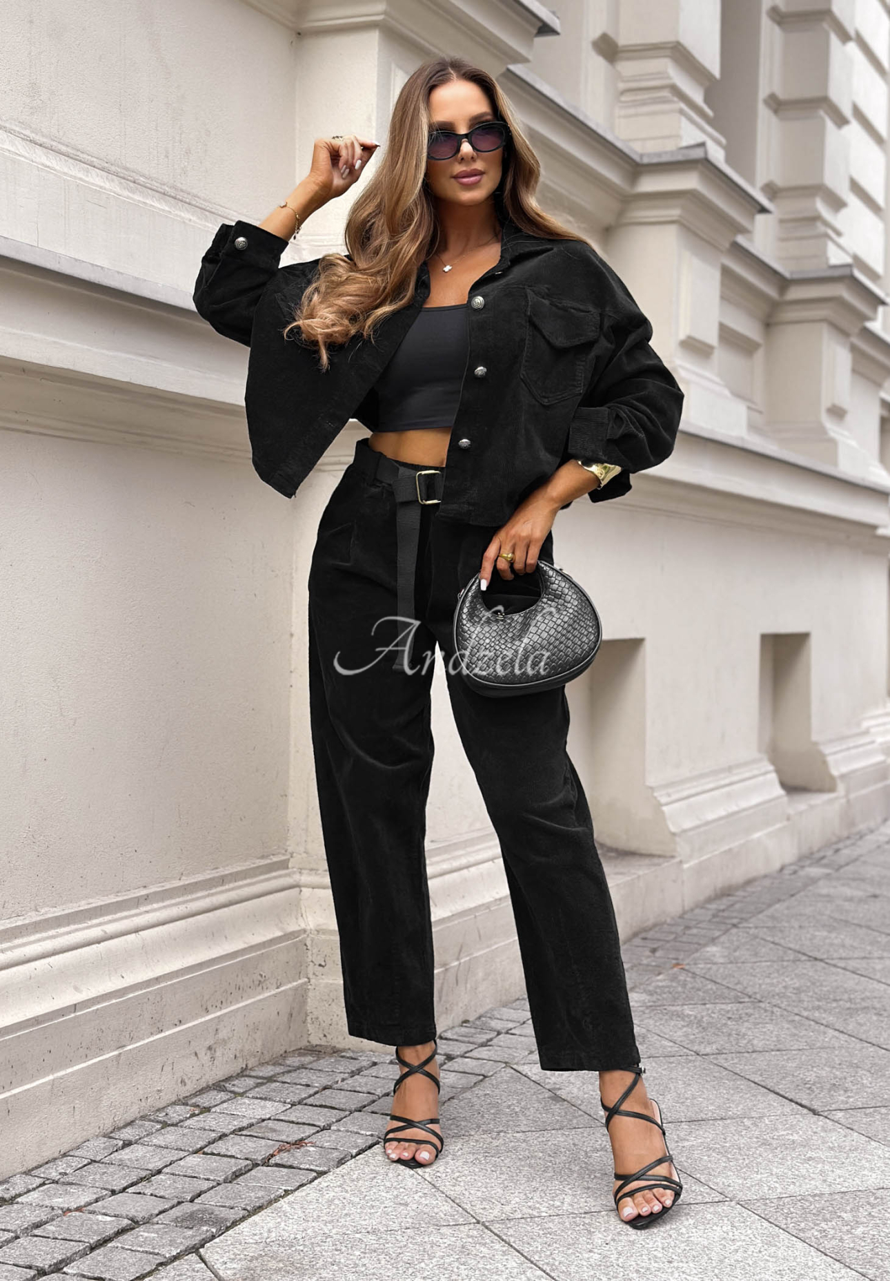 Cord-Set Jacke und Hose aus Baumwolle Just Wonder Schwarz
