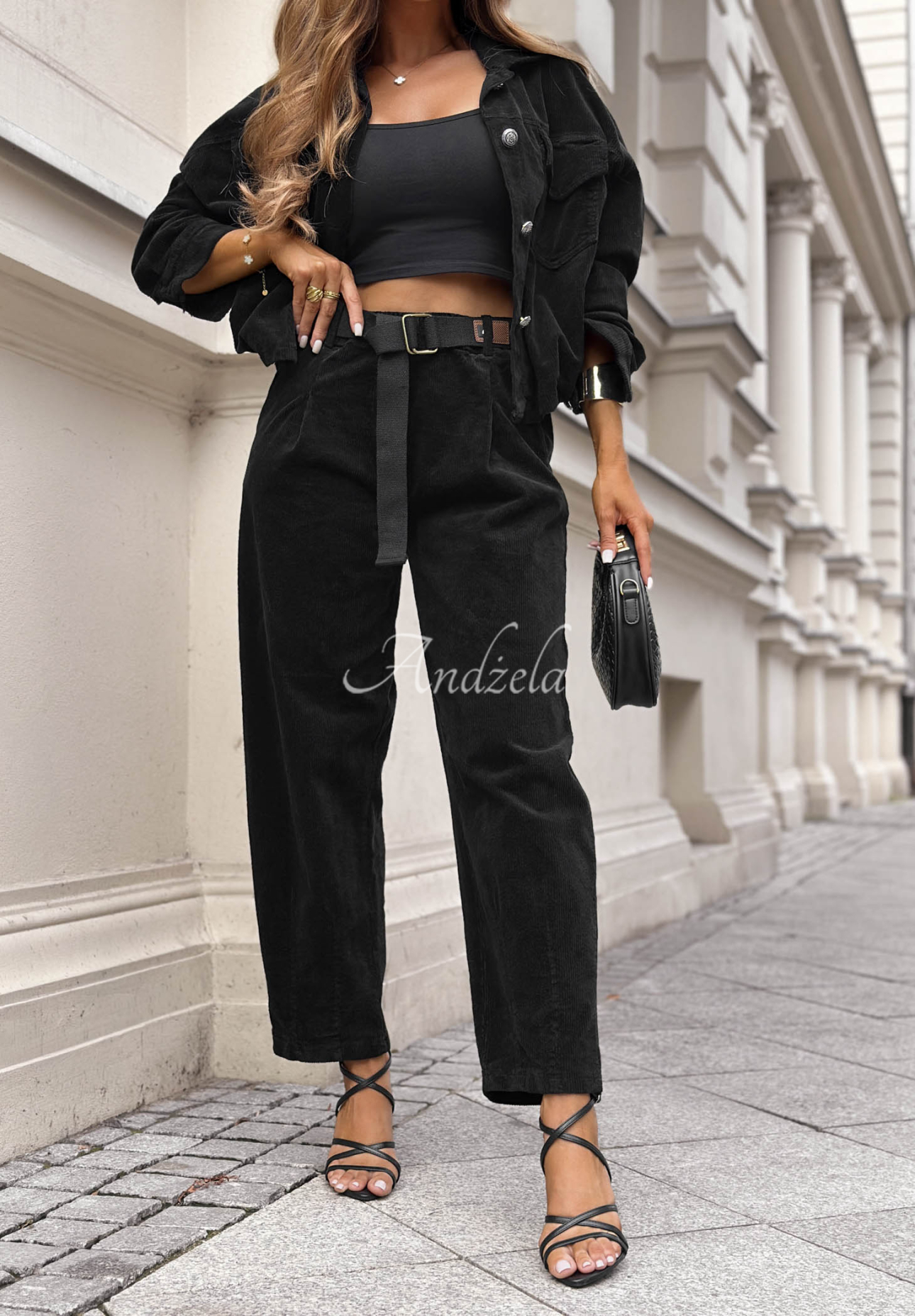 Cord-Set Jacke und Hose aus Baumwolle Just Wonder Schwarz