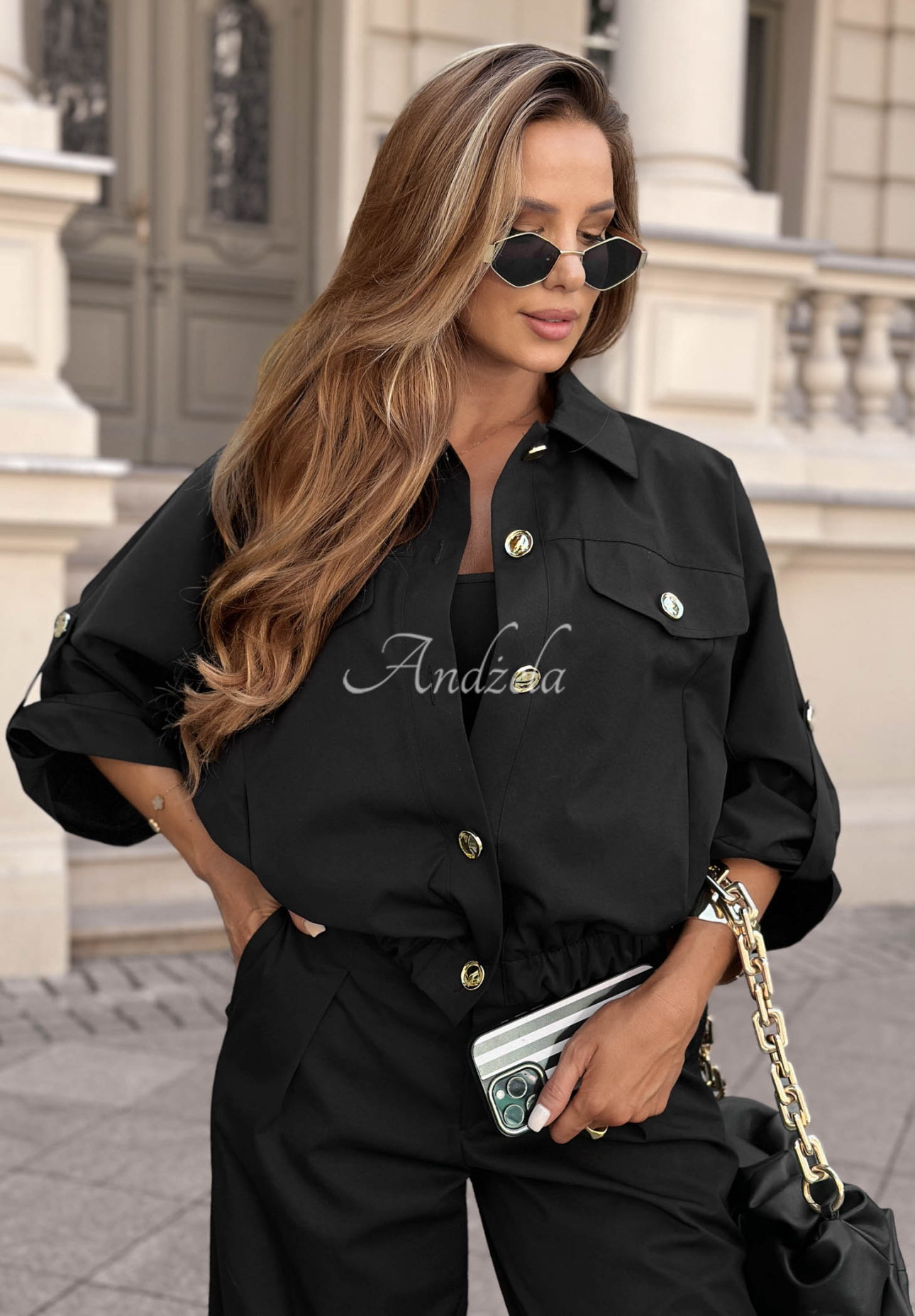 Viskosejacke mit Zierknöpfen Dream Again Schwarz