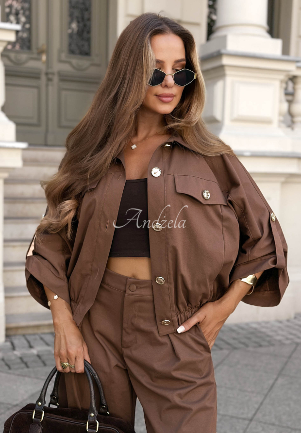 Viskosejacke mit Zierkn&ouml;pfen Dream Again Mokkafarben
