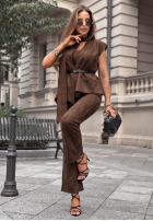 Elegancki Set marynarkowa Weste i Hose dzwony Autumn Atelier Schokoladenbraun