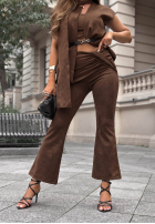 Elegancki Set marynarkowa Weste i Hose dzwony Autumn Atelier Schokoladenbraun