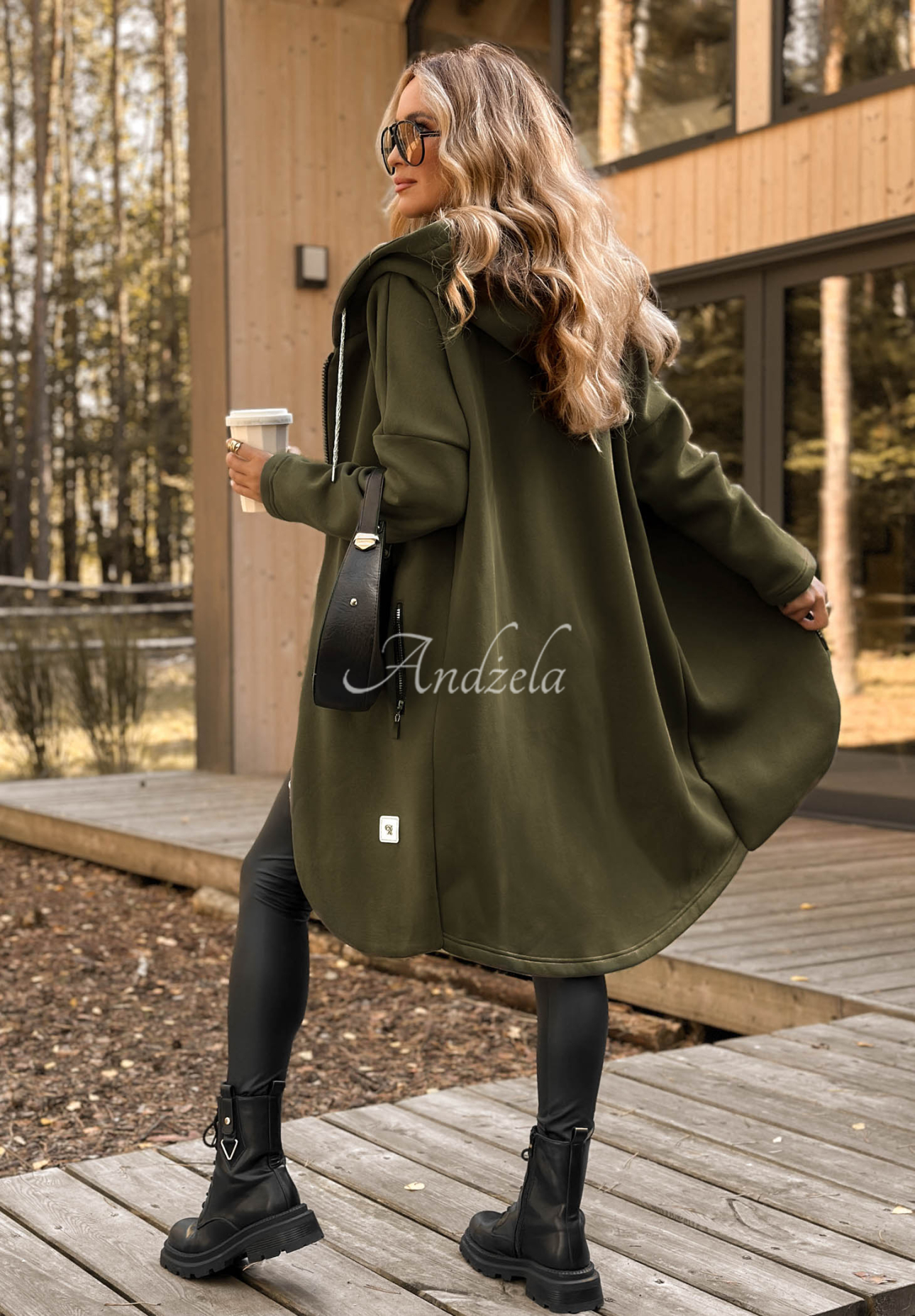 Langes Sweatshirt mit Kapuze Peaceful Mind Khaki