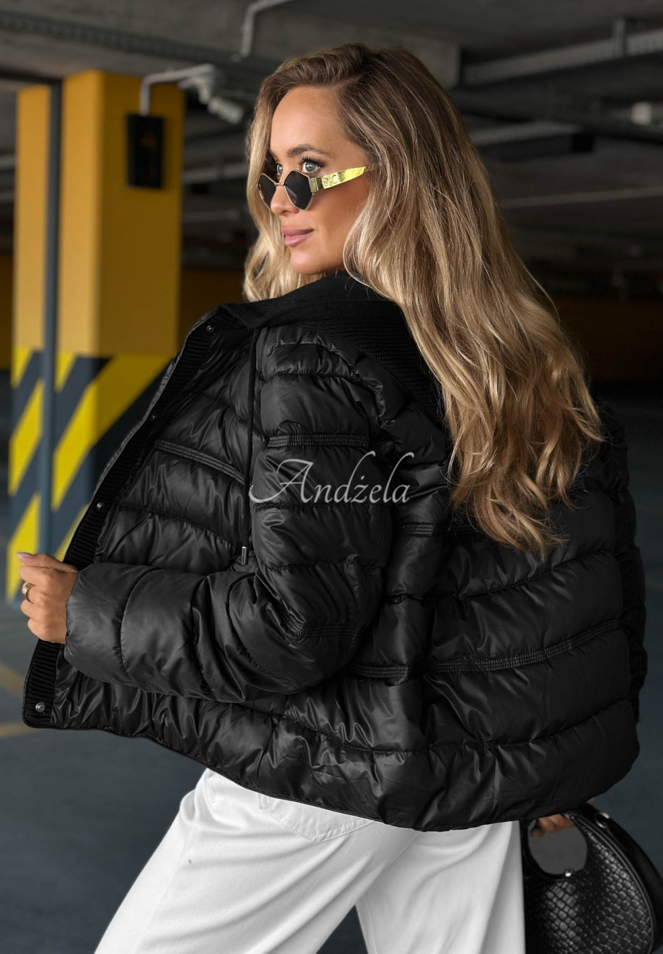 Gesteppte Jacke mit Strick-Einsätzen Secret Note Schwarz