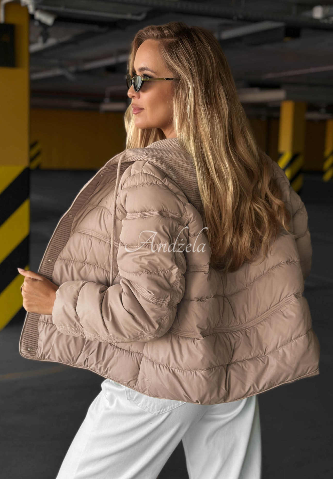 Gesteppte Jacke mit Strick-Einsätzen Secret Note Beige