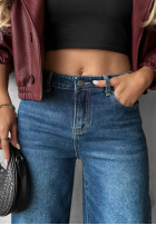 Hose Jeans straight z przetarciami i kryształkami Lunar Shine Dunkelblau