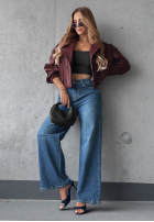 Hose Jeans straight z przetarciami i kryształkami Lunar Shine Dunkelblau