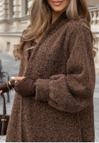 Długi Mantel kożuszek oversize Caramel Latte Schokoladenbraun