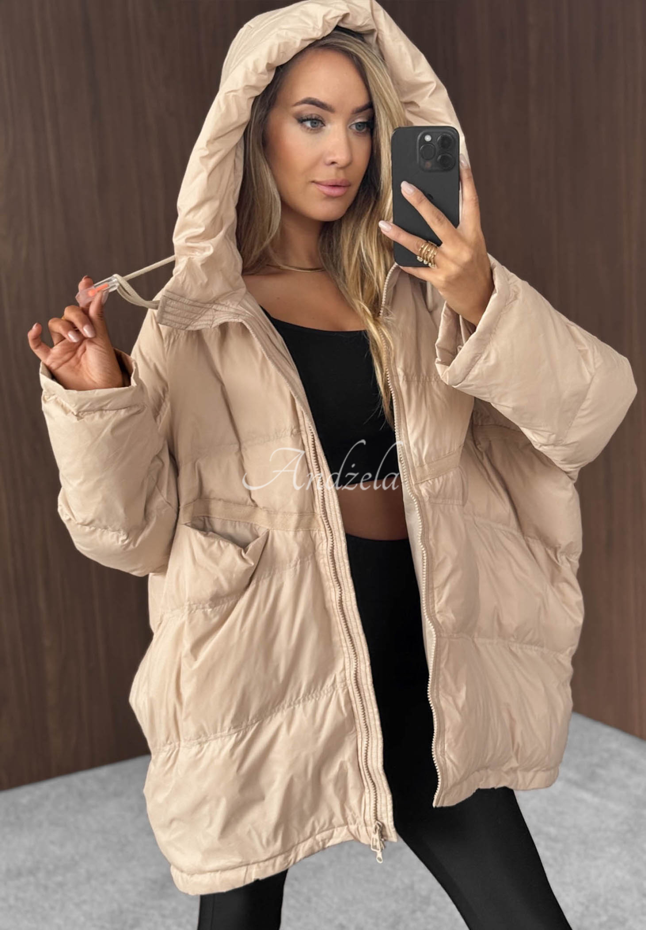 Daunenjacke mit Kapuze Coldest Of Times Beige