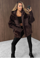 Pikowana Jacke z futerkiem Snow & Pines Schokoladenbraun