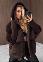 Pikowana Jacke z futerkiem Snow & Pines Schokoladenbraun