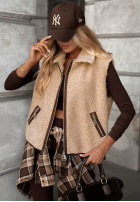 Krótka Weste kożuszek z wełną Fluffy Lamb Beige
