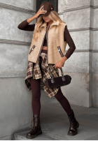 Krótka Weste kożuszek z wełną Fluffy Lamb Beige