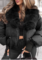 Krótka puchowa Jacke z futerkiem Winter Trail Schwarz