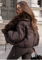 Krótka puchowa Jacke z futerkiem Winter Trail Schwarz