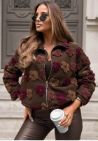 Krótka Jacke bomberka w kwiaty Autumn Florissa Schokoladenbraun