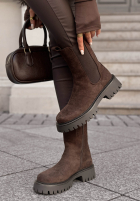 Stiefeletten aus Wildlederimitat Timeless Step Schokoladenbraun