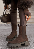 Stiefeletten aus Wildlederimitat Timeless Step Schokoladenbraun