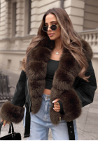 Zamszowa Jacke z futerkiem Golden Season Dunkelblau