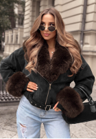 Zamszowa Jacke z futerkiem Golden Season Dunkelblau