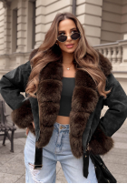 Zamszowa Jacke z futerkiem Golden Season Dunkelblau