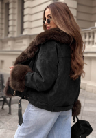 Zamszowa Jacke z futerkiem Golden Season Dunkelblau