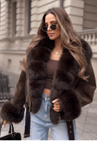 Zamszowa Jacke z futerkiem Golden Season Dunkelblau