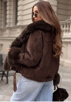 Zamszowa Jacke z futerkiem Golden Season Dunkelblau