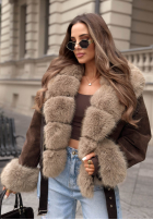 Zamszowa Jacke z futerkiem Golden Season Dunkelblau