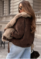 Zamszowa Jacke z futerkiem Golden Season Dunkelblau