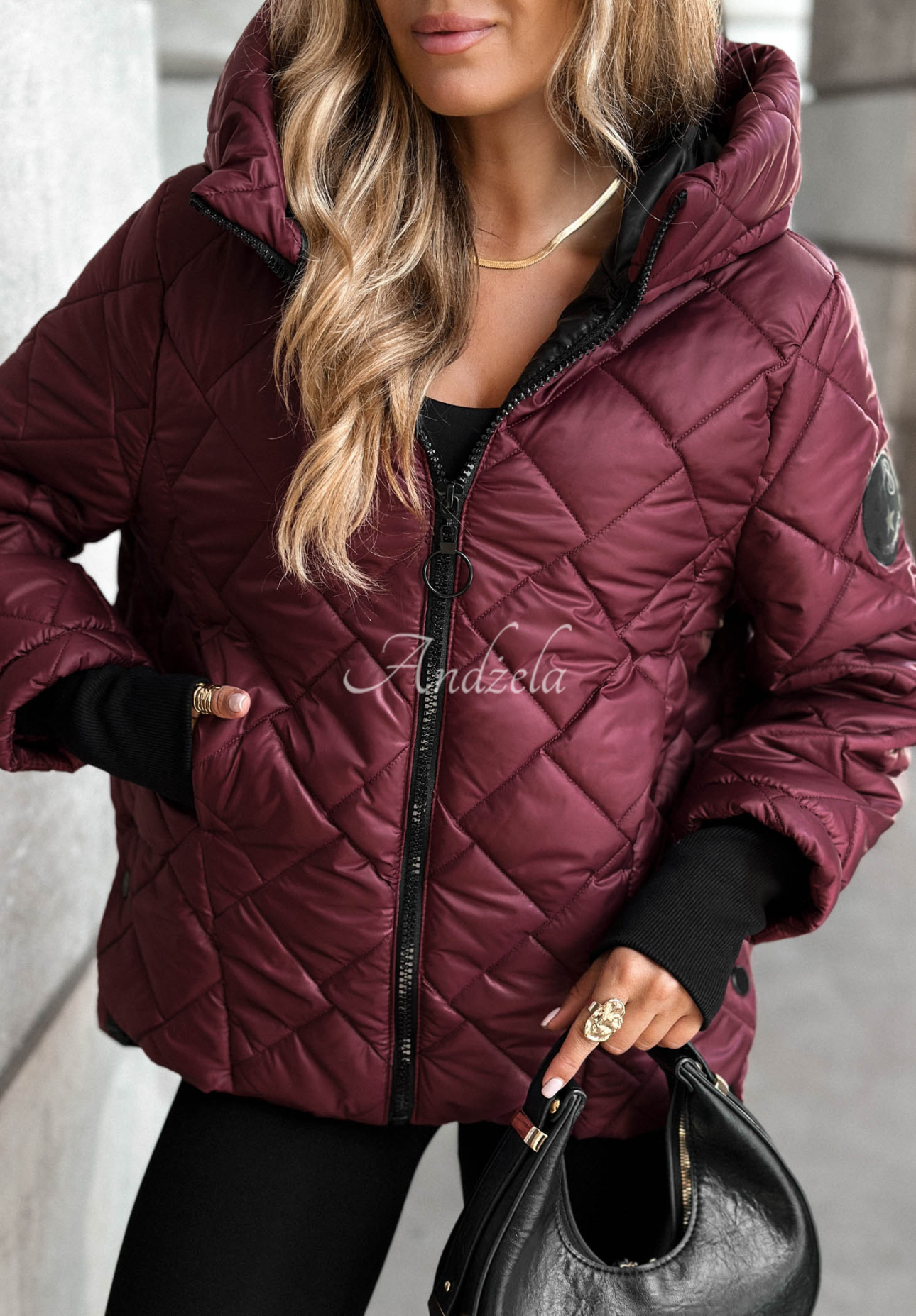 Steppjacke mit Kapuze Just The Wind Burgunderrot