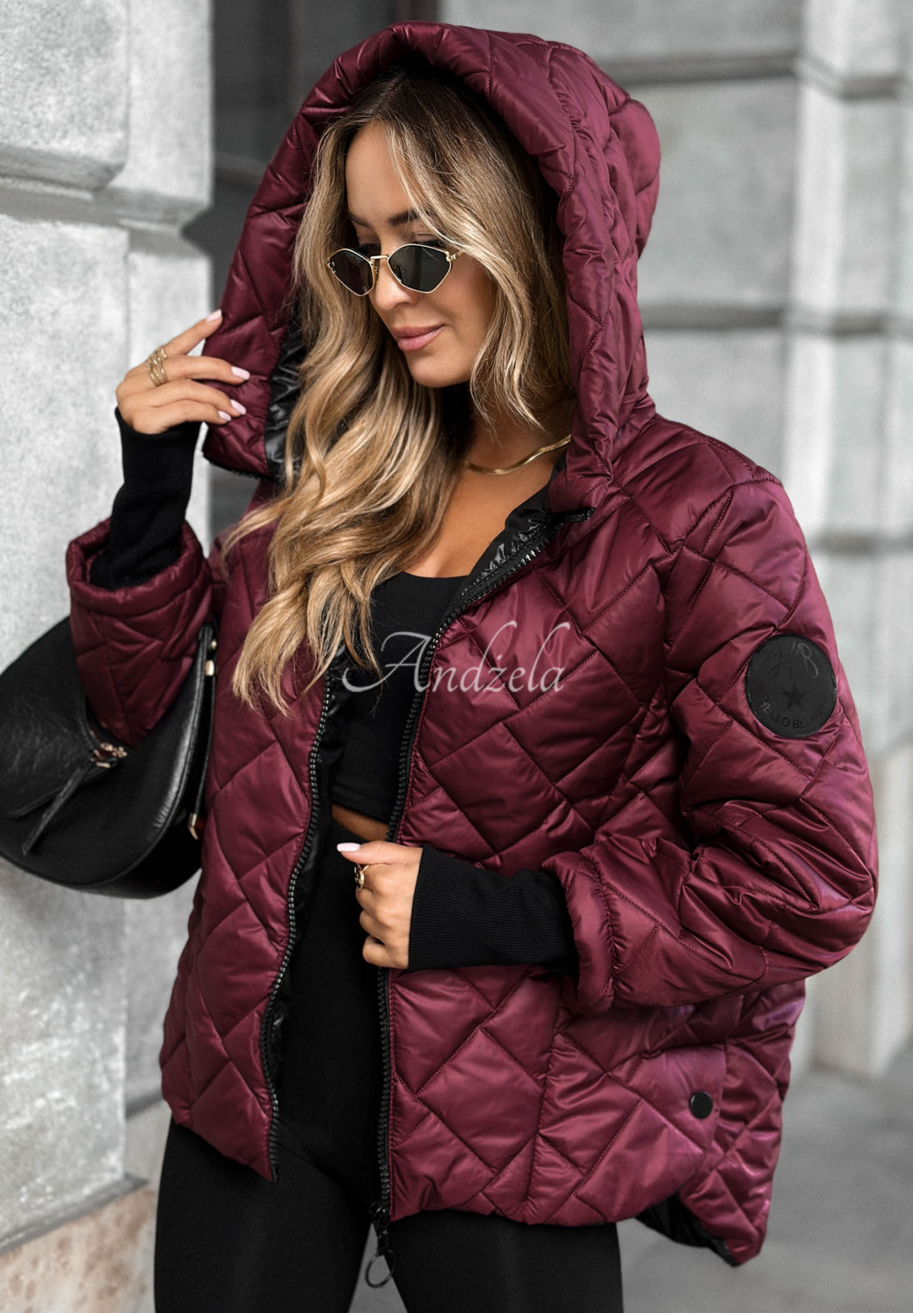 Steppjacke mit Kapuze Just The Wind Burgunderrot