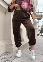 Welurowy Sweat Set w kwiaty Floral Kiss Schokoladenbraun