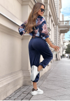 Welurowy Sweat Set w kwiaty Floral Kiss Schokoladenbraun