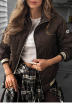 Pikowana Jacke z kapturem Golden Days Schokoladenbraun