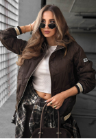 Pikowana Jacke z kapturem Golden Days Schokoladenbraun