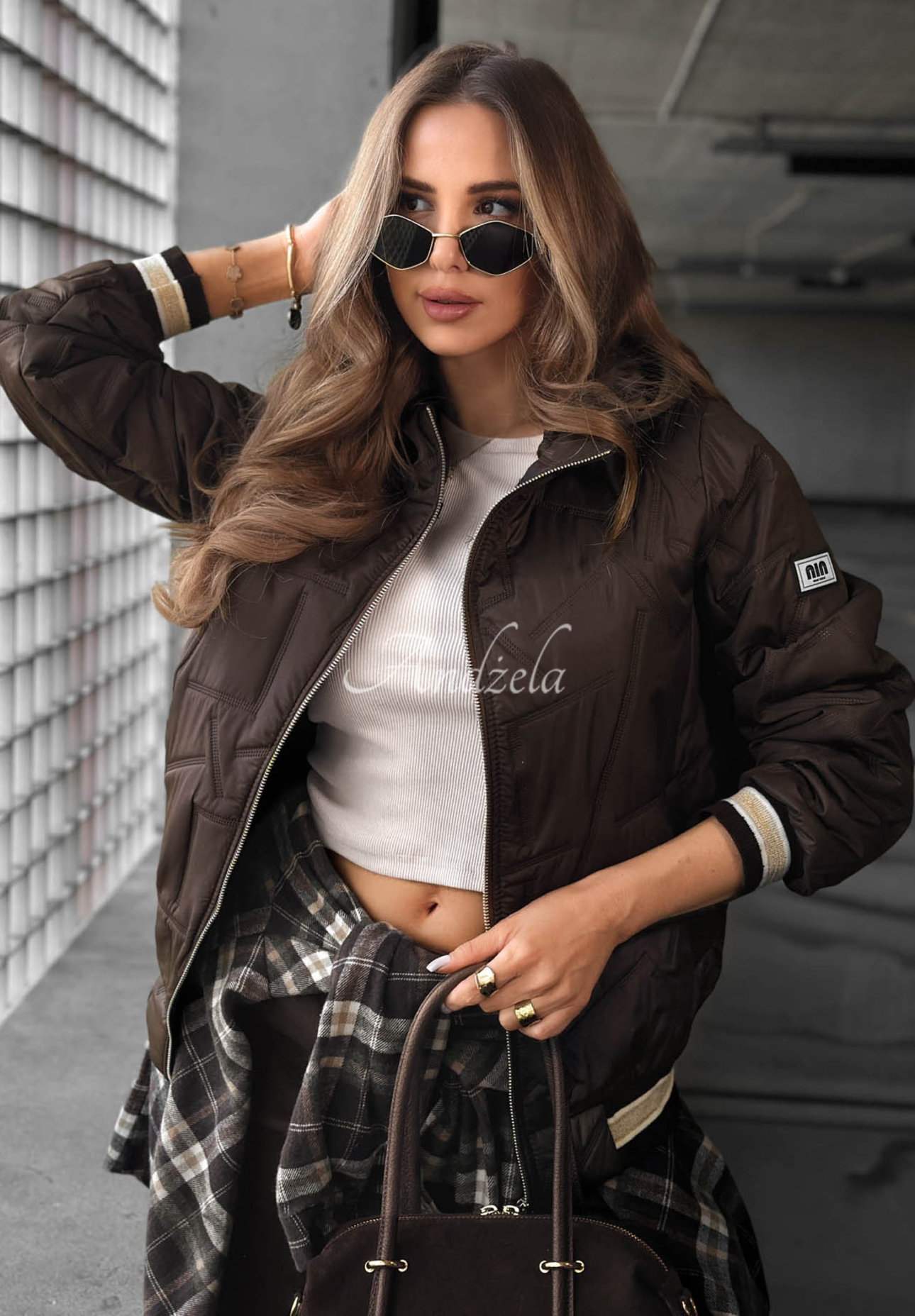 Gesteppte Jacke mit Kapuze Golden Days Schokoladenbraun
