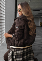 Pikowana Jacke z kapturem Golden Days Schokoladenbraun