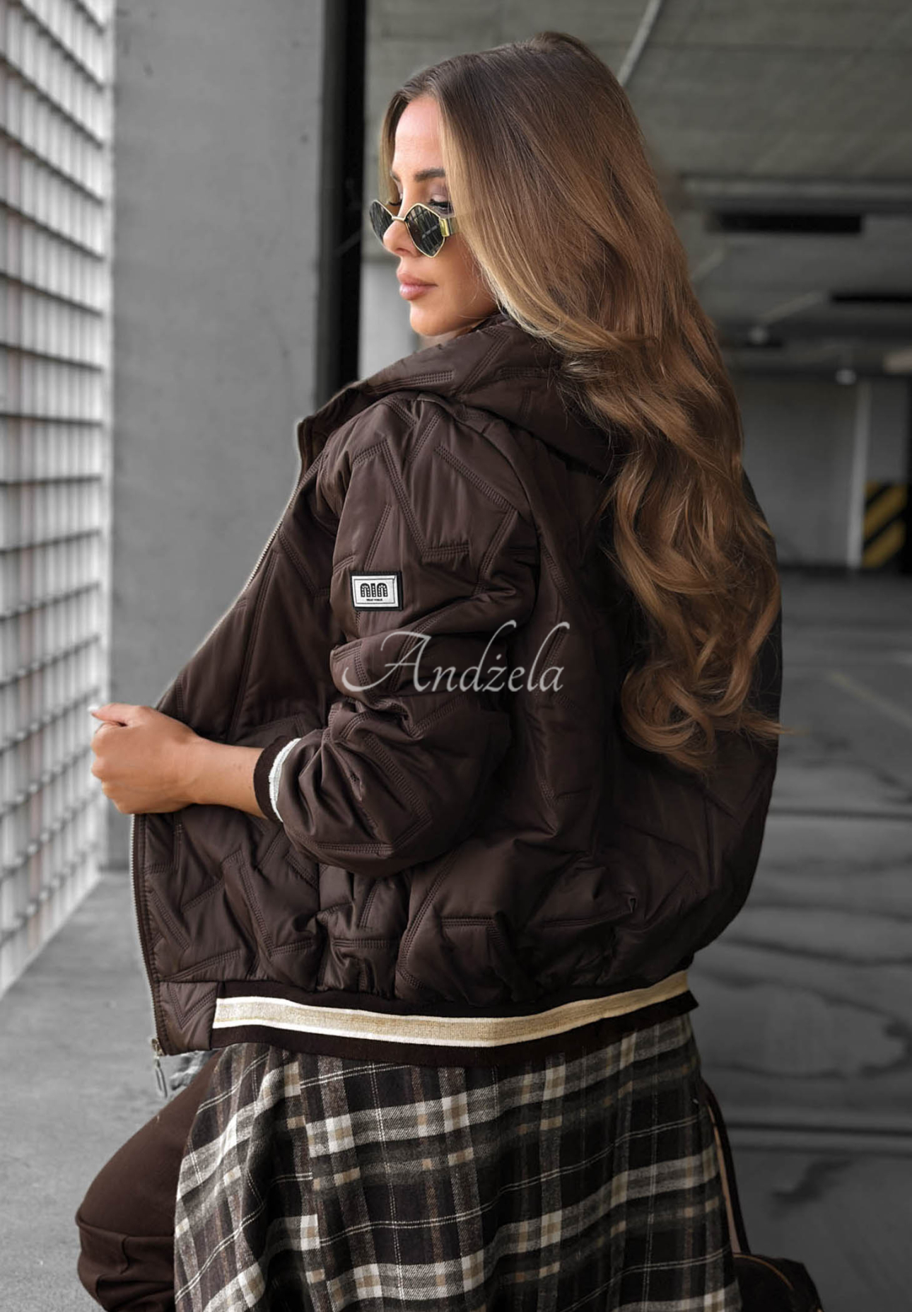 Gesteppte Jacke mit Kapuze Golden Days Schokoladenbraun